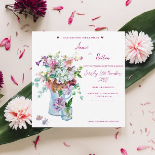 Wildflower Pink Watercolor Floral Wedding Invite