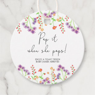 Wildflower Pop it when she pops baby shower Favour Tags