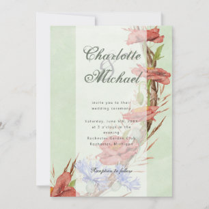 Wildflower poppies cornflower wedding invitation