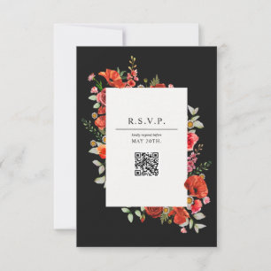 Wildflower Poppy Botanical QR Wedding RSVP Card