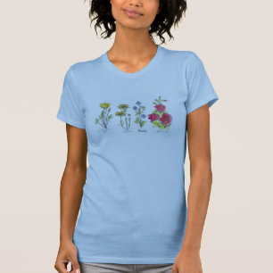Wildflower Poppy Watercolor Plant Drawing T-Shirt