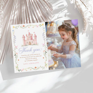 Wildflower Princess Castle 1st Birthday Photo Thank You Card