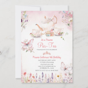 Wildflower Princess ParTea Pink Butterfly Birthday Invitation