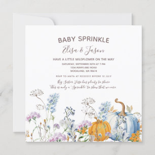 Wildflower Pumpkin Baby Girl Sprinkle Shower  Invitation