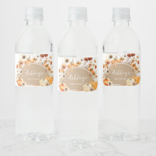 Wildflower Pumpkin Baby Shower Water Bottle Label