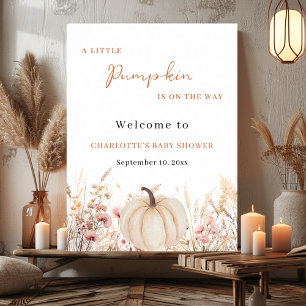 Wildflower pumpkin baby shower welcome poster