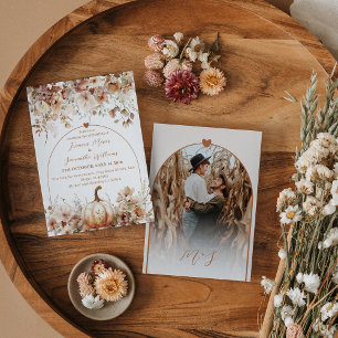 Wildflower & Pumpkin Boho Chic Fall Wedding Invitation