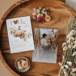 Wildflower & Pumpkin Boho Chic Fall Wedding Invitation