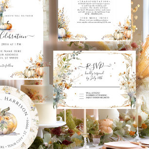 Wildflower Pumpkin Fall Autumn Leaves Wedding RSVP