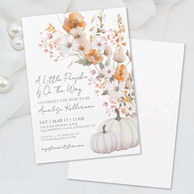 Wildflower Pumpkin Fall Baby Shower Invitation (Wildflower Pumpkin Fall Baby Shower Invitation)