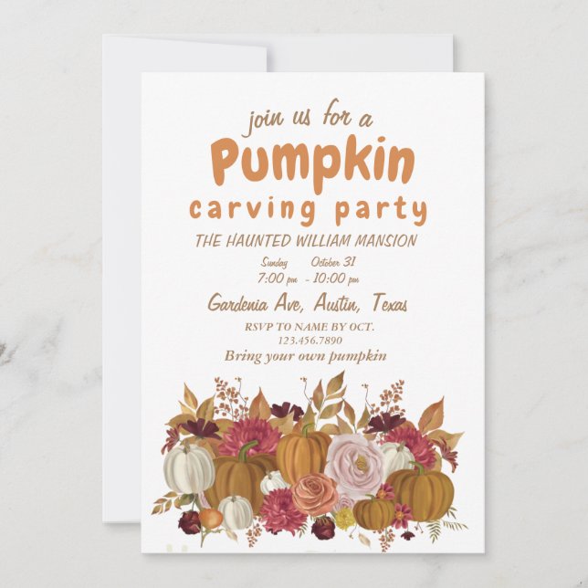 Wildflower Pumpkin Picking Crew  Invitation (Front)