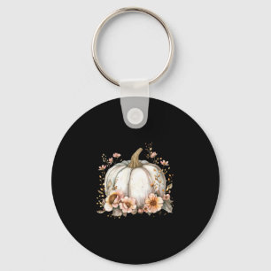 Wildflower Pumpkin Season Autumn Fall Leaves Thank Key Ring