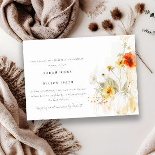 Wildflower Pumpkin Watercolor Wedding Anniversary Invitation