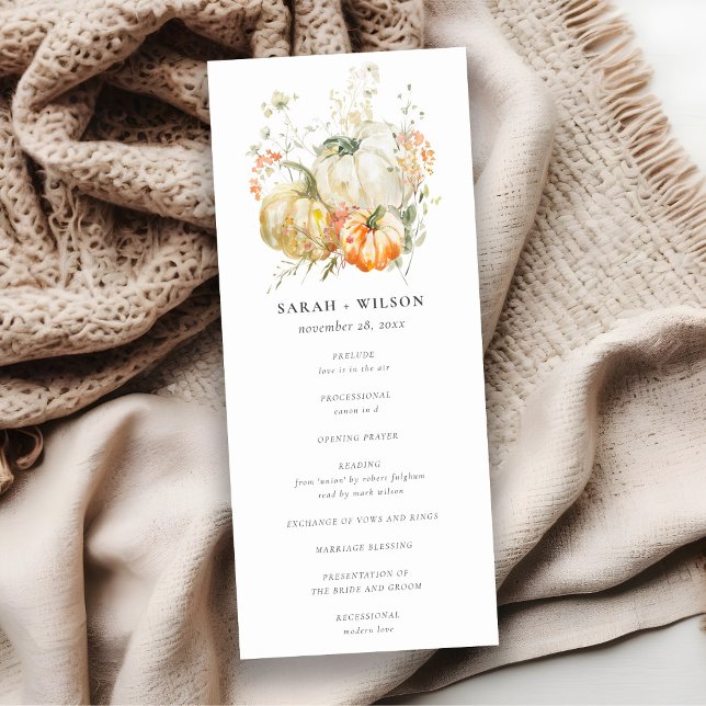 Wildflower Pumpkin Watercolor Wedding Program (Creator Uploaded)