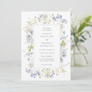 Wildflower Purple and Blue Flowers Wedding Invitation