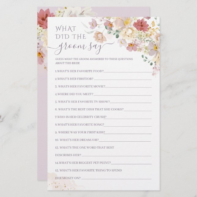  Wildflower Purple Bridal what did the groom say (Front/Back)