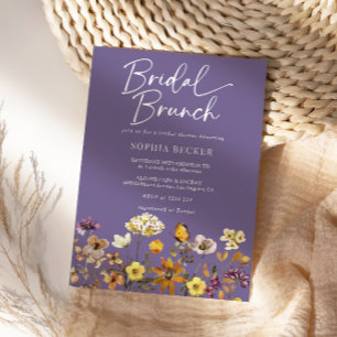 Wildflower Purple Floral Garden Bridal Brunch Invitation