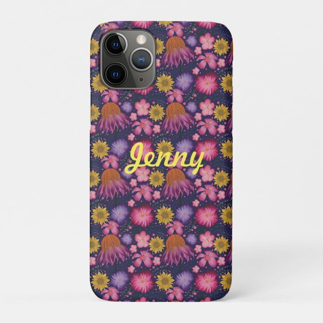 Wildflower Purple Floral Personalised  Case-Mate iPhone Case (Back)