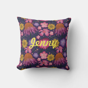 Wildflower Purple Floral Personalised Cushion