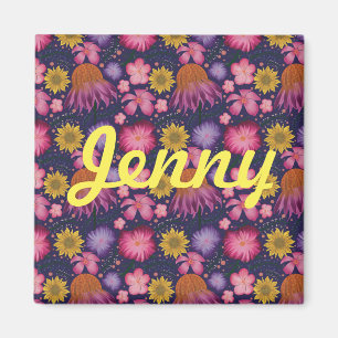 Wildflower Purple Floral Personalised  Magnet