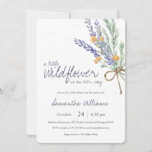 Wildflower Purple Lavender Baby Shower Invitation