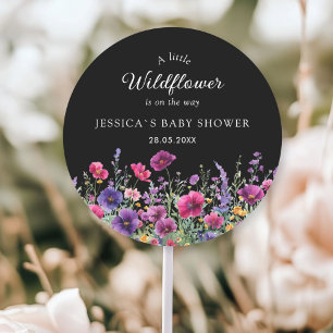 Wildflower, Purple-Pink-Flower Baby Shower Classic Round Sticker