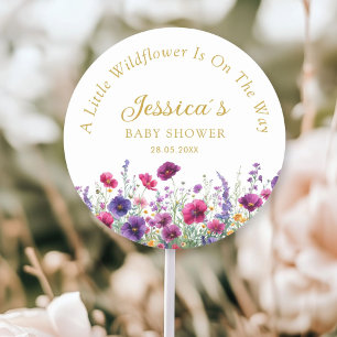 Wildflower, Purple-Pink-Flower Baby Shower Classic Round Sticker