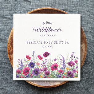 Wildflower, Purple-Pink-Flower Baby Shower Napkins