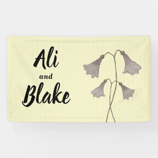 Wildflower Purple Watercolor Botanical Wedding Banner (Horizontal)