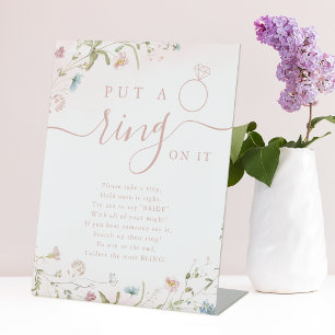 Wildflower put a ring on it bridal shower game pedestal sign