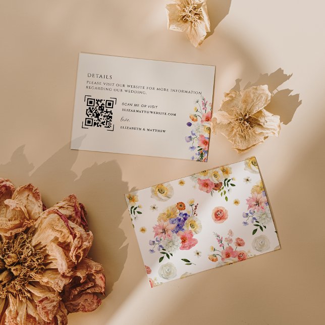 Wildflower QR Code Scan | Wedding Details Enclosure Card (Creator Uploaded)