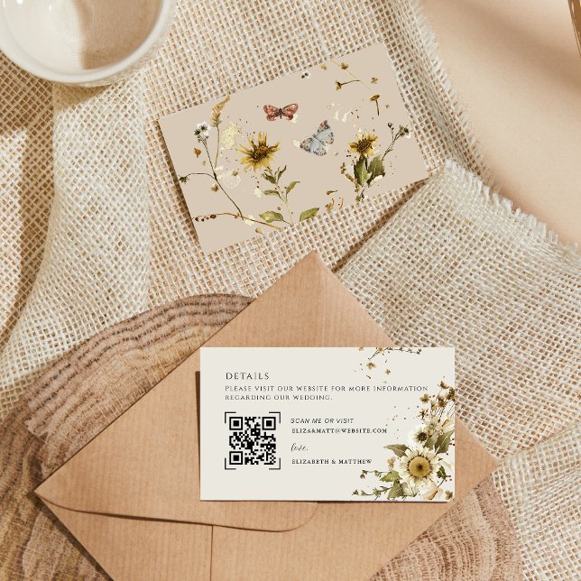 Wildflower QR Code Scan | Wedding Details Enclosure Card (Creator Uploaded)