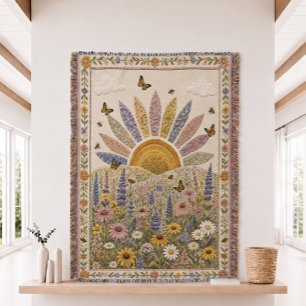 Wildflower Quilt Woven Throw Blanket