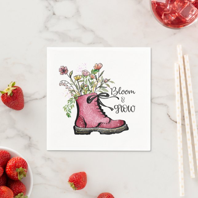 Wildflower Quote Bloom and Grow  Napkin (Insitu)