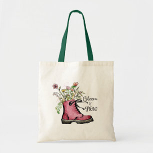 Wildflower Quote Bloom and Grow  Tote Bag