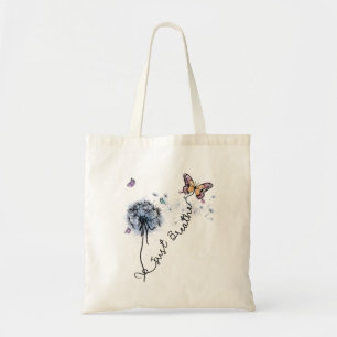 Wildflower Quote Just Breathe Tote Bag