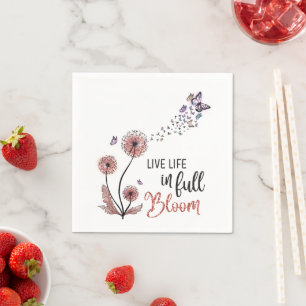 Wildflower Quote “Live life in full bloom” Napkin