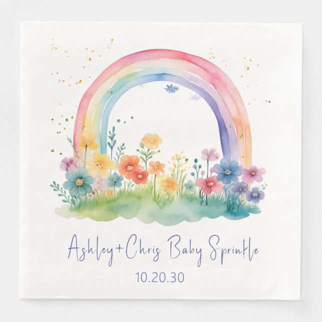 Wildflower Rainbow Baby Girl Sprinkle Napkin (Front)