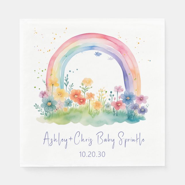 Wildflower Rainbow Baby Girl Sprinkle Napkin (Front)
