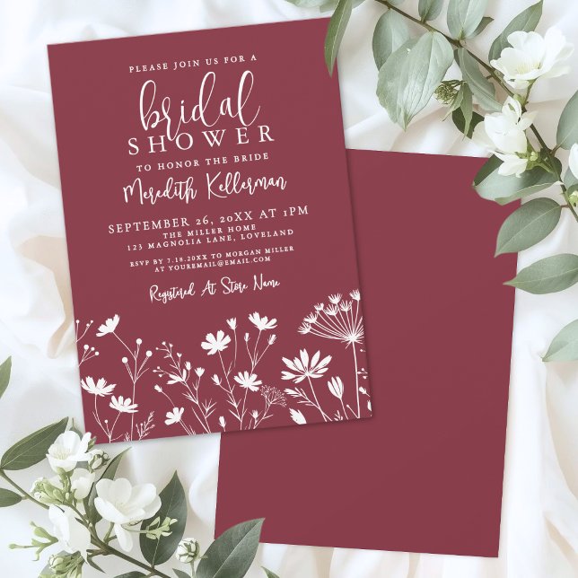 Wildflower Red Bridal Shower Invitation (Wildflower Red Bridal Shower Invitation)