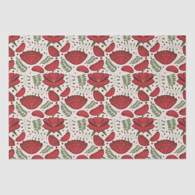 Wildflower Red Poppy Baby Shower Tissue Paper (Front)