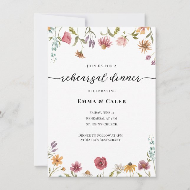 Wildflower Rehearsal Dinner invitation (Front)