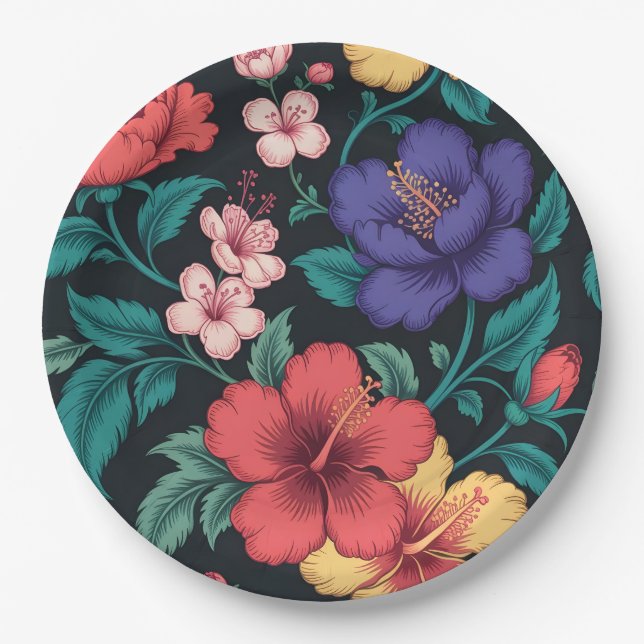 Wildflower Repeat Pattern Paper Plate (Front)