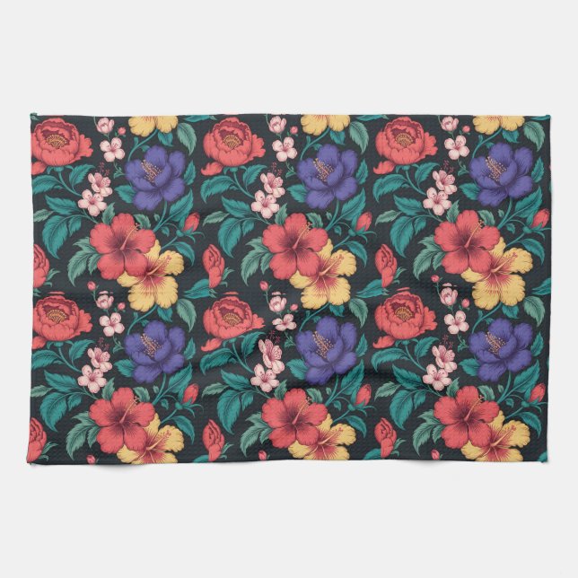 Wildflower Repeat Pattern Tea Towel (Horizontal)