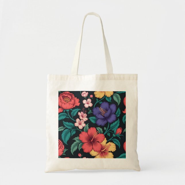 Wildflower Repeat Pattern Tote Bag (Front)
