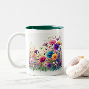 Wildflower Rhapsody Customizable  Two-Tone Coffee Mug