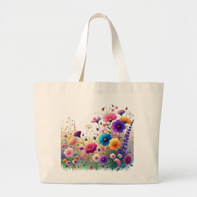 Wildflower Rhapsody Large Tote Bag (Front)