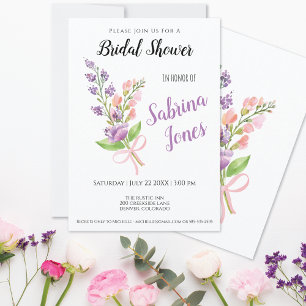 Wildflower Ribbon Bouquet Bridal Shower Invitation