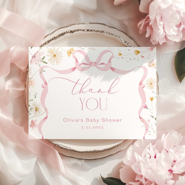 Wildflower Ribbon Bow frame Baby shower Thank you (Creator Uploaded)
