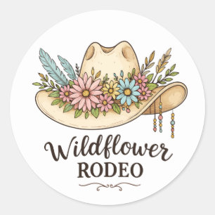 Wildflower Rodeo Floral Cowgirl Hat Classic Round Sticker